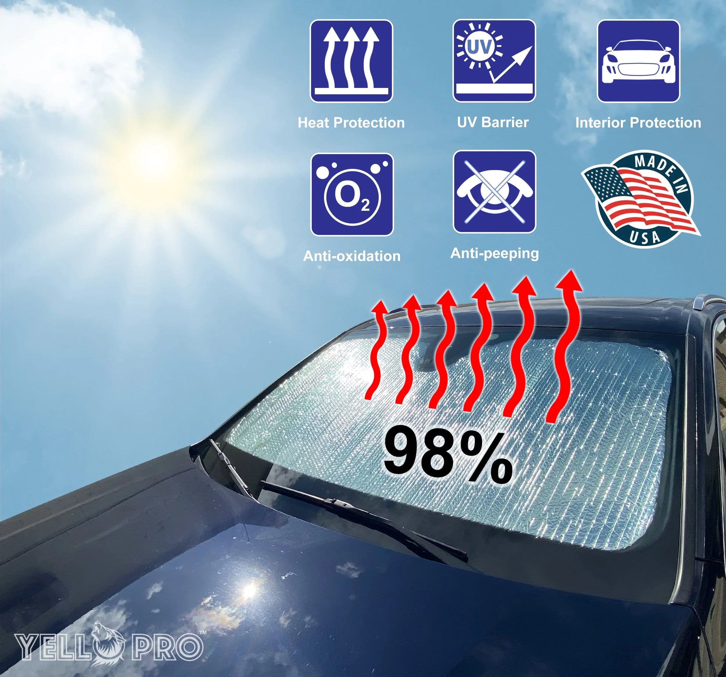 Front Windshield Sunshade for 2019-2023 Dodge RAM 1500 2Dr Regular Cab, 4Dr Quad Cab Crew Cab Mega Cab Pickup Truck