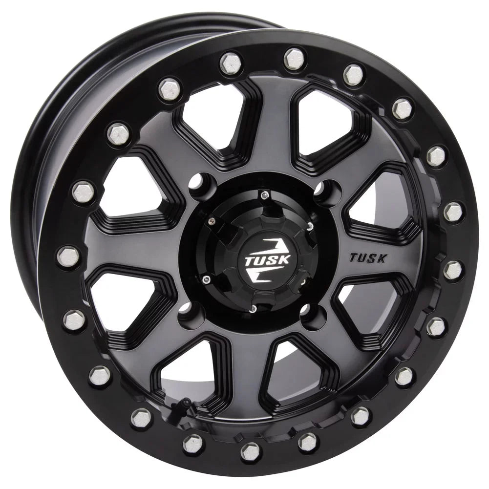 4/156 Tusk Uinta Beadlock Wheel 14x7 5.0 + 2.0 Gunmetal/Black For YAMAHA Wolverine RMAX 2 1000 R-Spec 2022