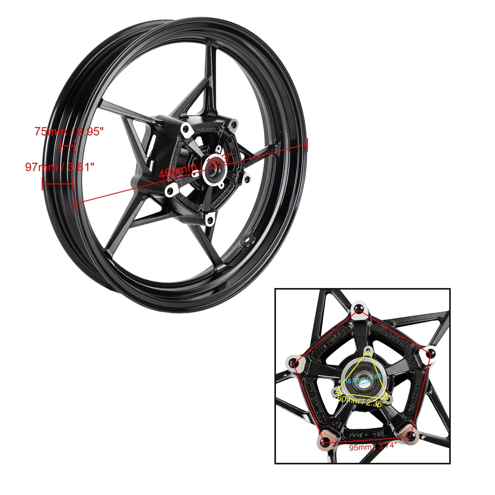 FRONT WHEEL RIM BLACK FOR KAWASAKI NINJA 400 EX400 ABS 2018 2019 2020 2021 2023