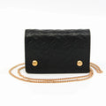 Pre-Owned Burberry Chain Coin Case 8011333 Leather Card Case Black (Good)