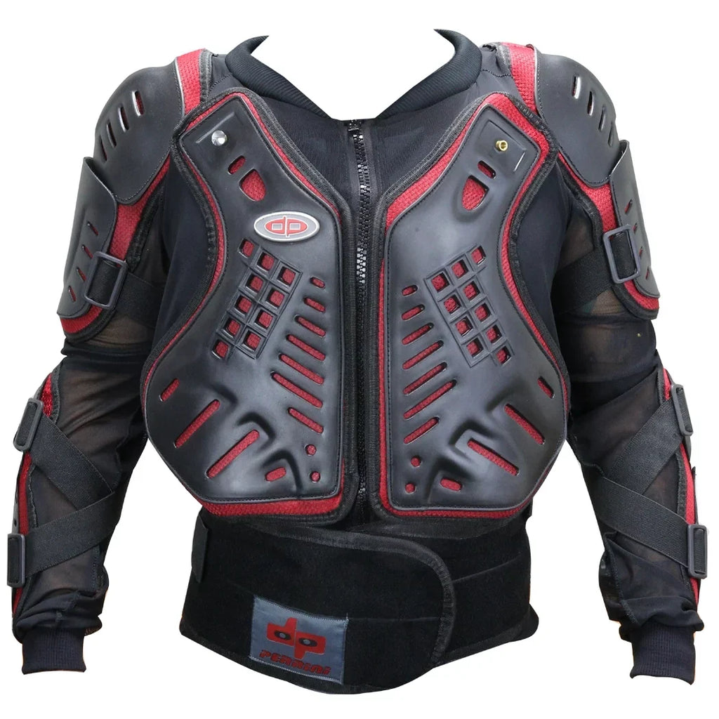 Perrini Red & Black CE Approved Full Body Armor Motorcycle Jacket - Medium