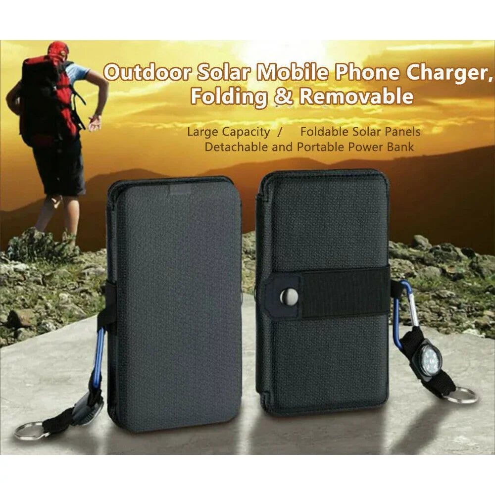 Jahy2Tech 4-Panel 7.2W Portable Solar Charger Power Bank Wireless Phone Charger Matching with iPhone, Android