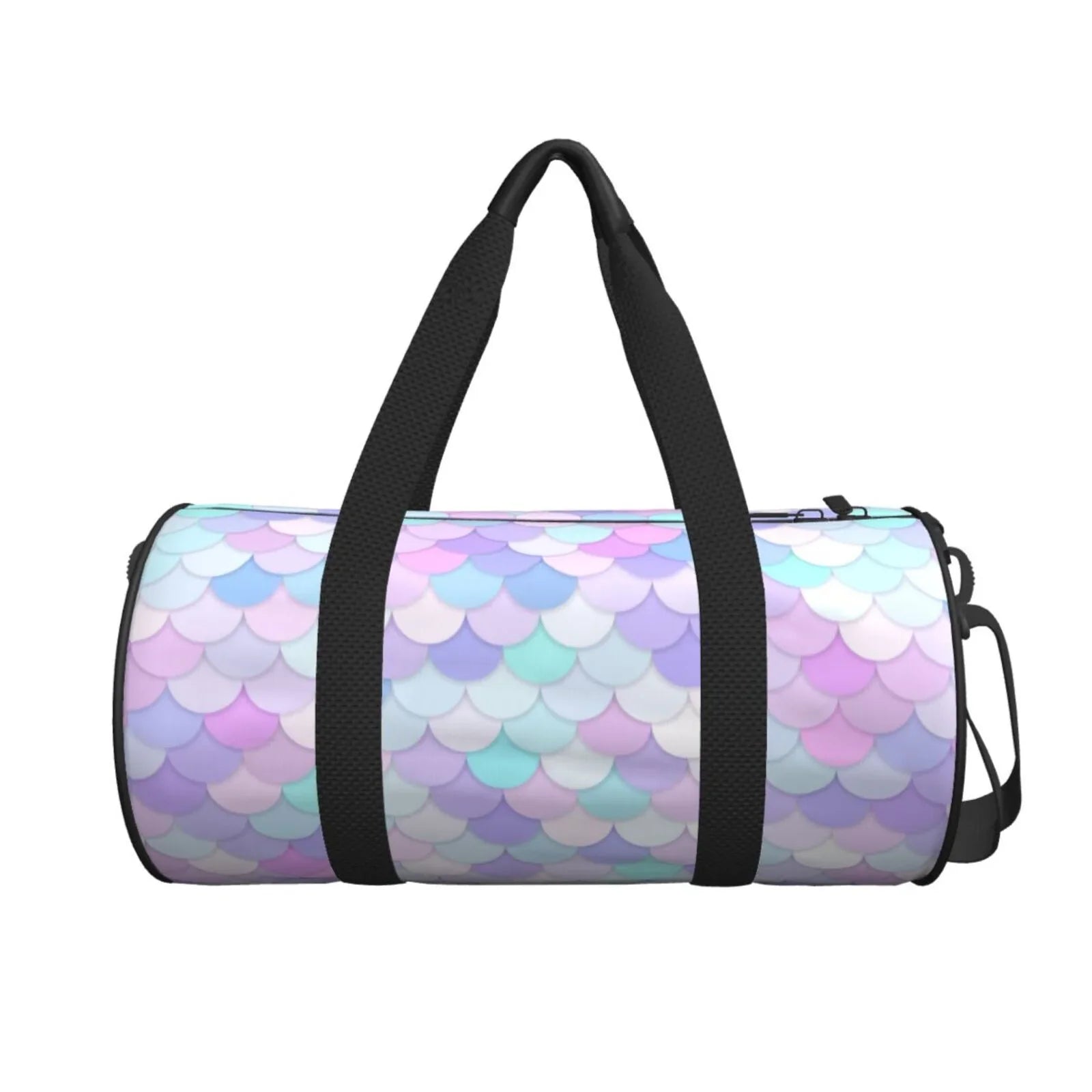 Coaee Rainbow Scales Large Capacity Travel Luggage Bag Cylinder Gym Bag Waterproof Sports Bag with Pocket and Compartment