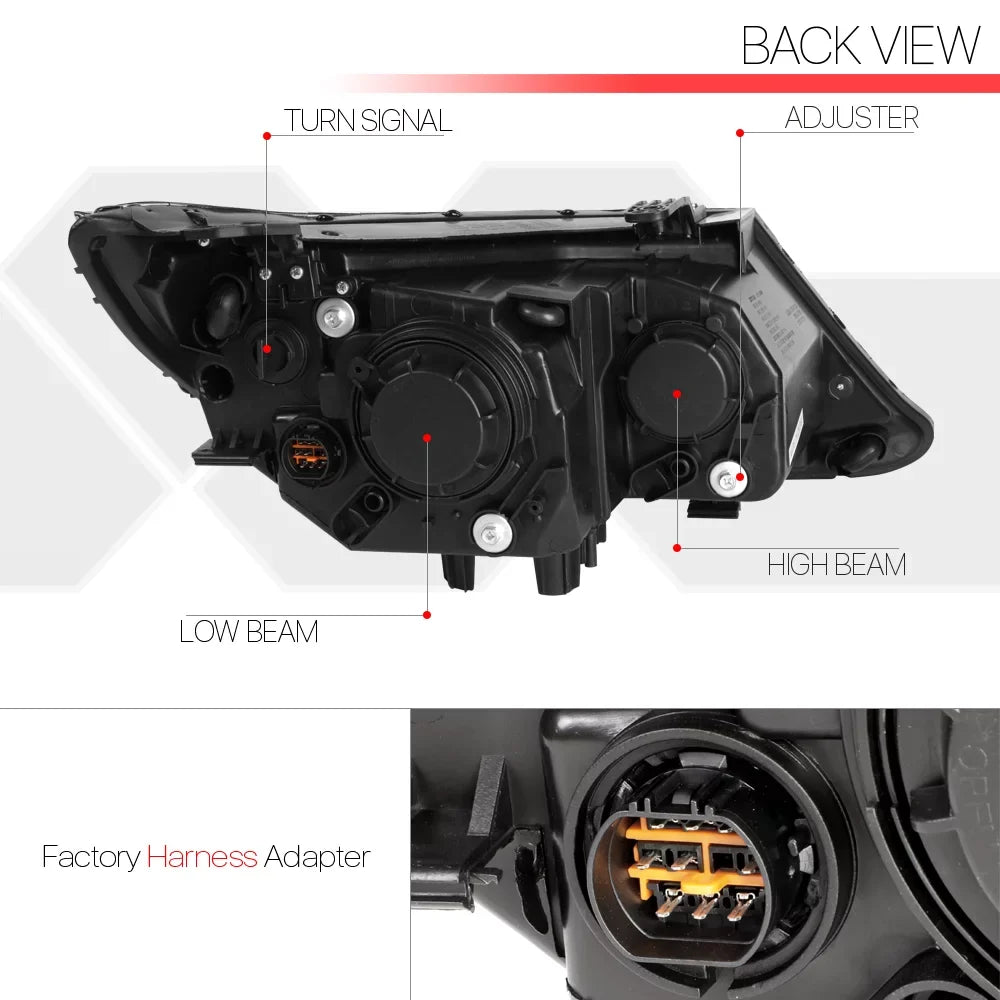 Black Housing Projector Headlight Amber Reflector for 14-15 Kia Sorento EX/SX