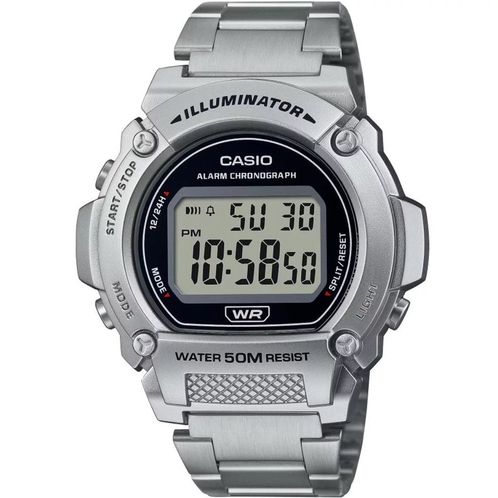 Casio Men's Digital Watch with Stainless Steel Bracelet W219HD-1AV
