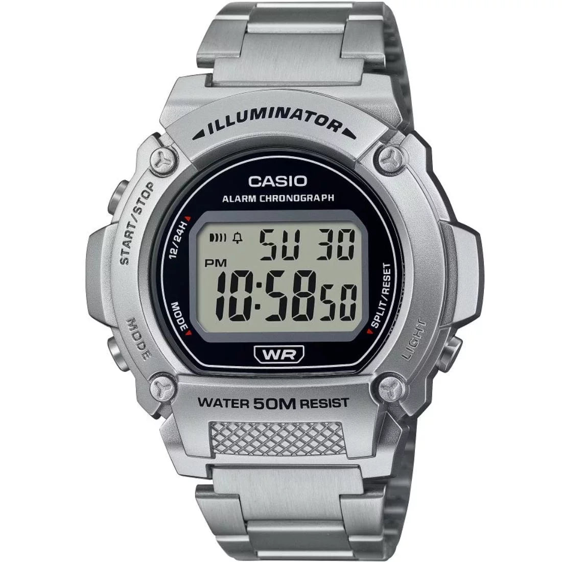 Casio Men's Digital Watch with Stainless Steel Bracelet W219HD-1AV