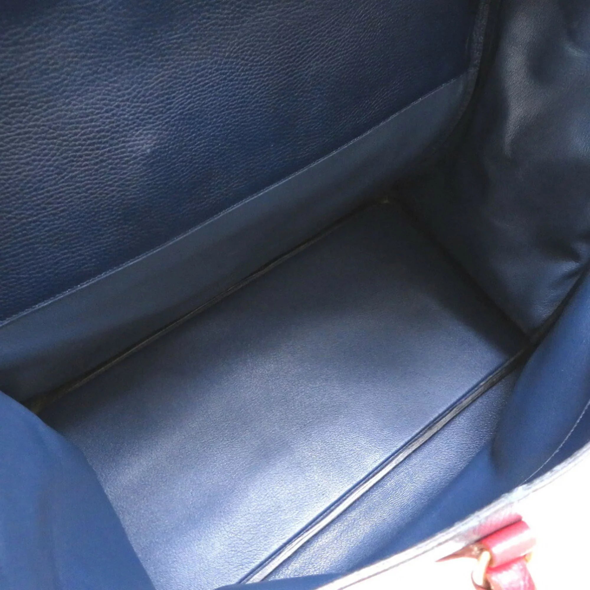Pre-Owned Hermes Drag Voyage 48 Ardennes Blue Roy Rouge Vif Bicolor 〇Z Engraved Boston Bag Red (Fair)