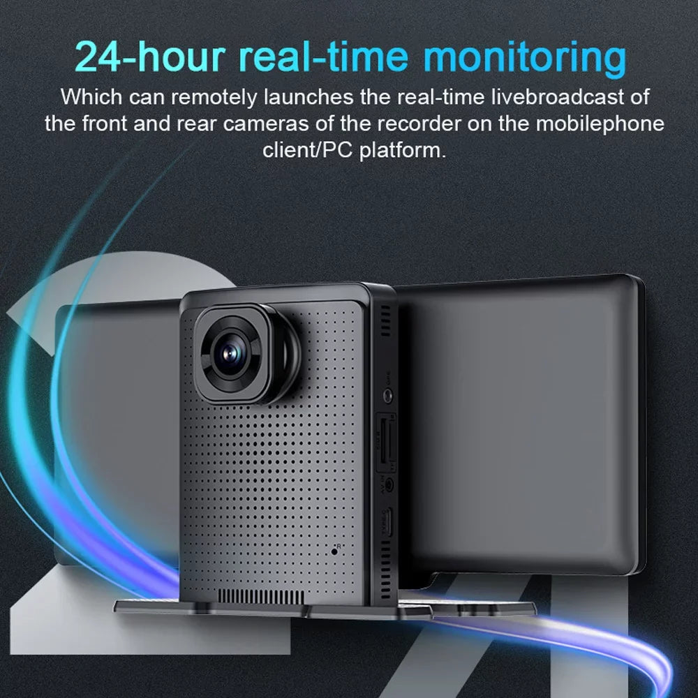 Docooler Multi-language Dual Lens Car Video Recorder Auto Dash Cam Car Recorder Night Viewing 10.26in DVR 170 Degree Wide Angle Car Global Positioning System Navigation Camcorder