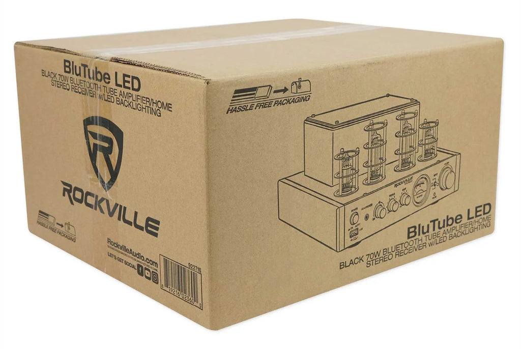 Rockville LED Tube Amp/Home Theater Receiver+(8) 6.5" White Ceiling Speakers