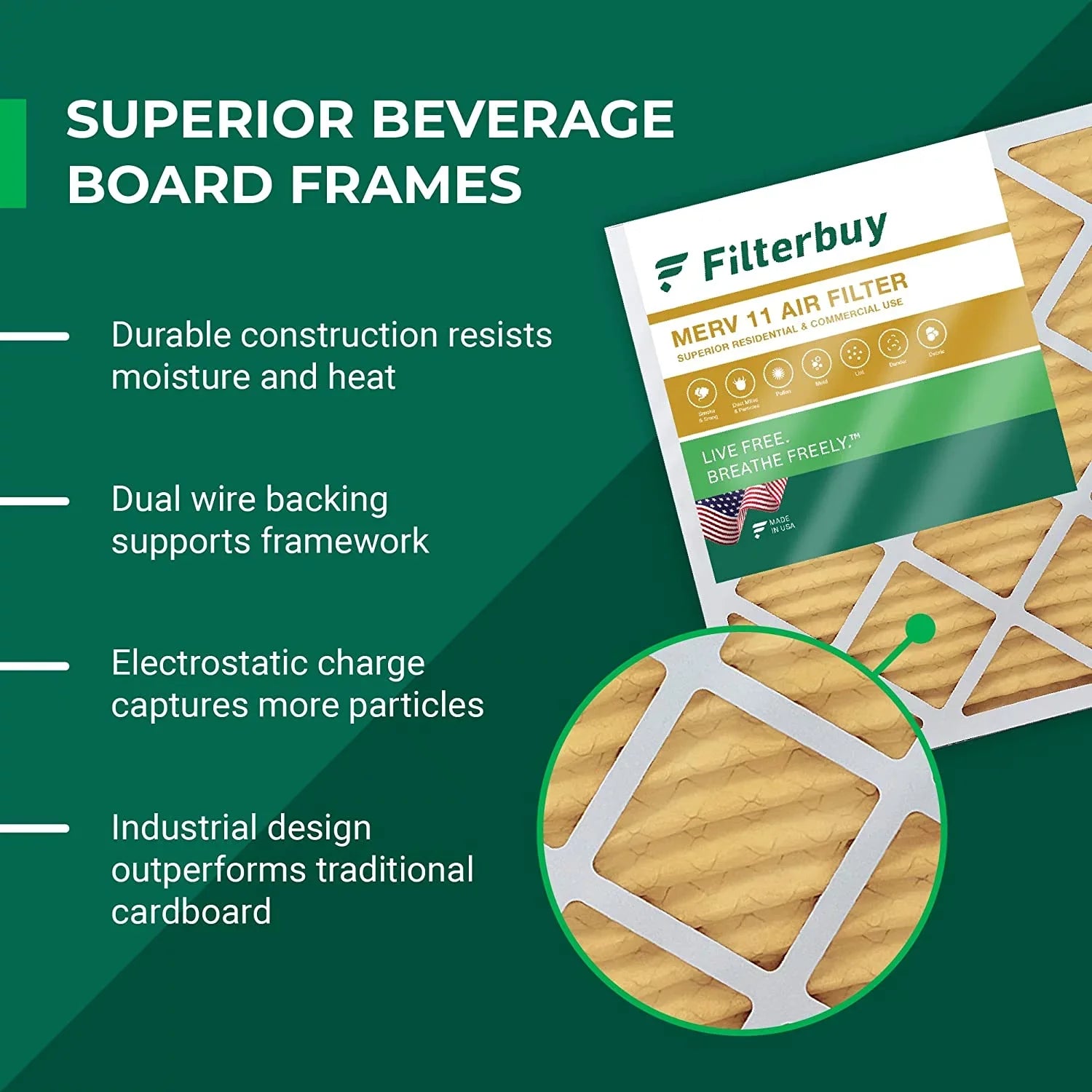 Filterbuy 18x18x1 MERV 11 Pleated HVAC AC Furnace Air Filters (3-Pack)