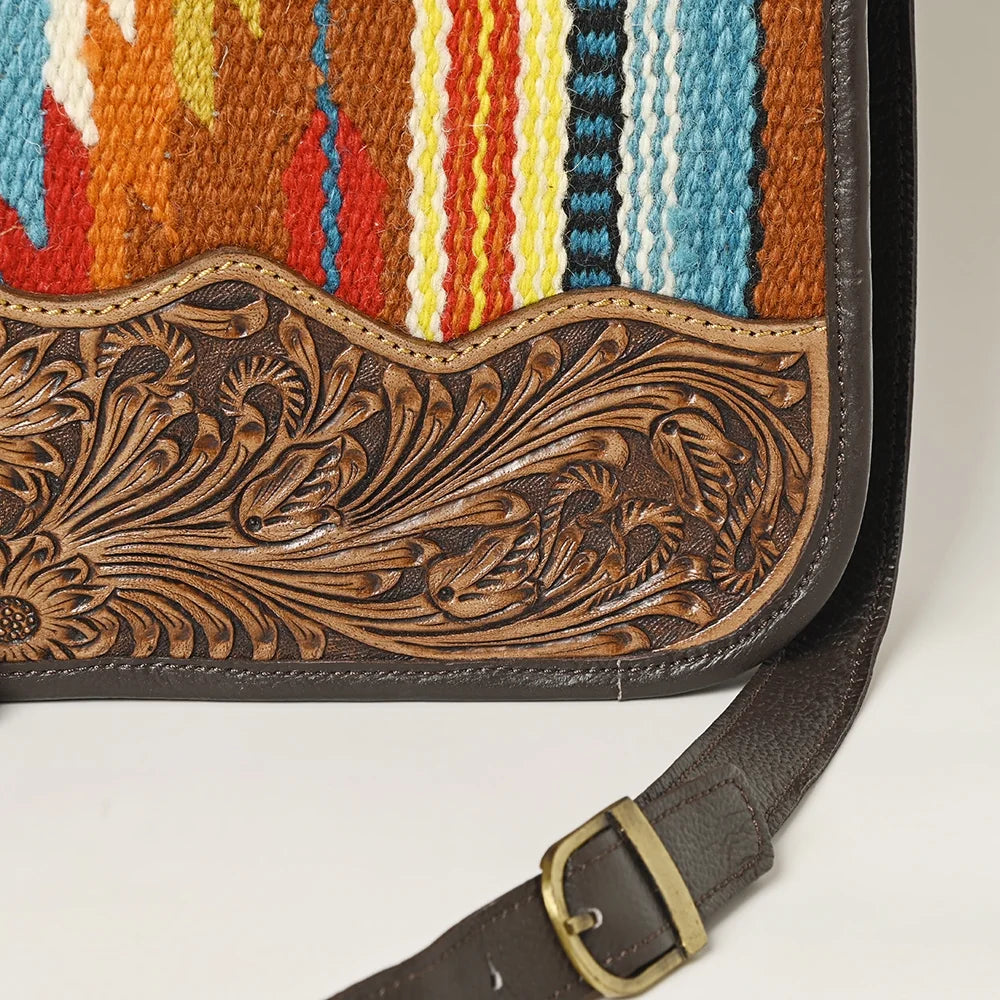 OH OHLAY OHA115 HOBO Hand Tooled Upcycled Wool Genuine Leather women bag western handbag purse