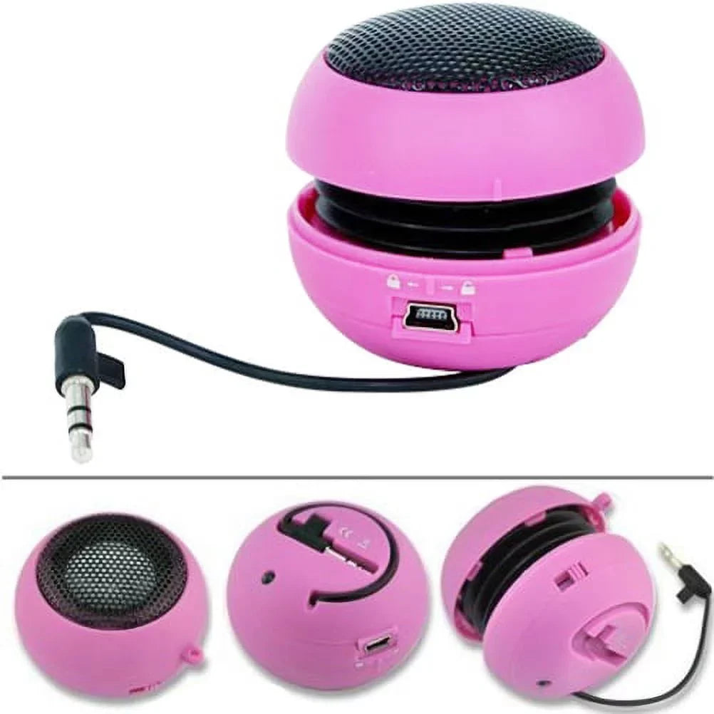 Wired Portable Loud Speaker Pink Multimedia Audio System Rechargeable Matching With Alcatel Onyx - LG V50 ThinQ 5G, G8 ThinQ - Motorola Moto G7 Power Play - Nokia 3.1 Plus