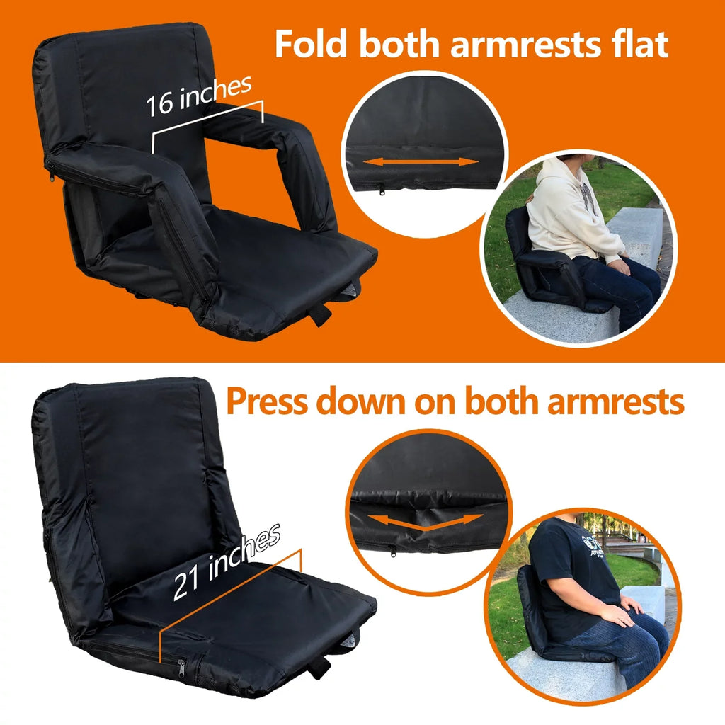 Sojoy Double Heated Stadium Seats for Bleacher with Back Support, 21" Extra Wide Folded Bleacher Chair with USB Heat for Outdoor Camping, Sports Gaming