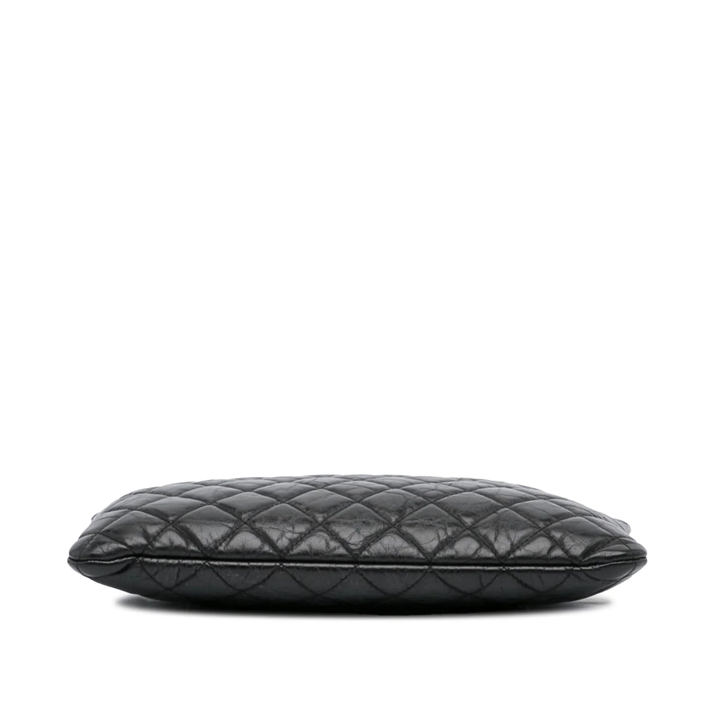 Pre-Owned Authenticated Chanel Reissue O Case Lambskin Leather Black Pouch Unisex (Good)