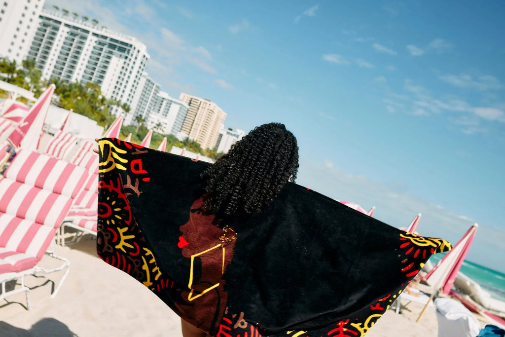 Pardon My Fro Harlem Black Large Plush Cotton Beach Towel for Women 30" x 60", 1 Piece