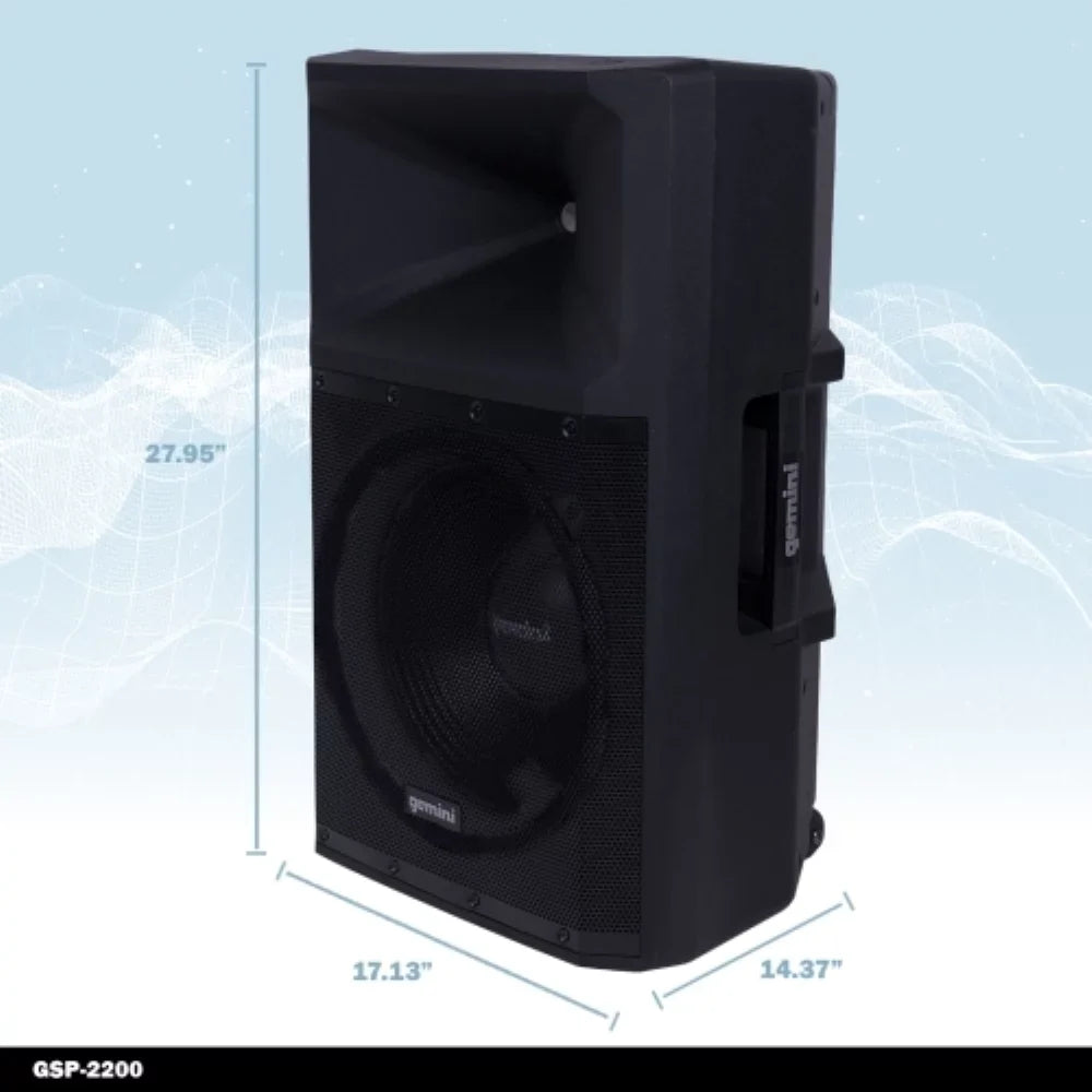 Gemini Sound GSP-2200 Pro DJ Audio 2200 Watt Portable Bluetooth Media PA System Speakers