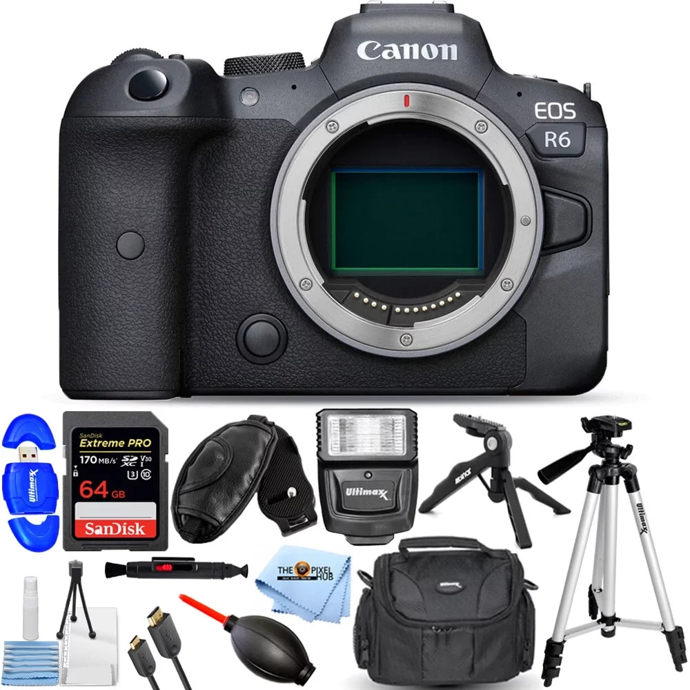 Canon EOS R6 Mirrorless Digital Camera (Body Only) - 12PC Accessory Bundle
