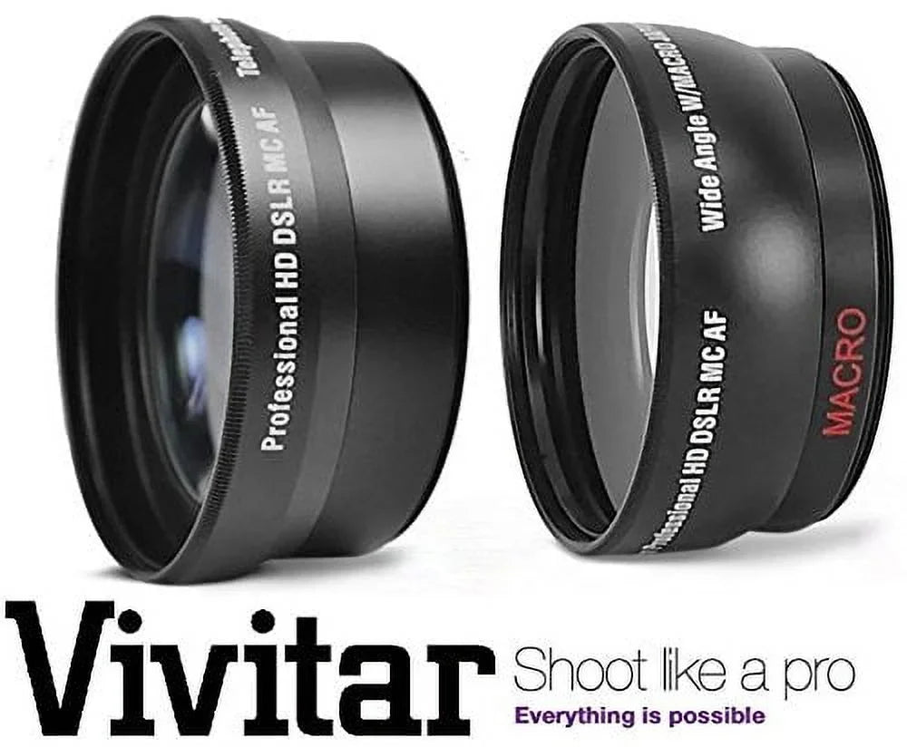 2Pc Lens Kit Hi-Definition Telephoto & Wide Angle Lens Set For Nikon D5300 D3300 (52mm Matching