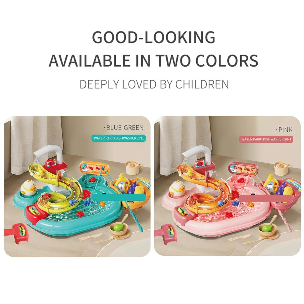 Nebublu Furnishing articles,Play A Slide 22pcs Kitchen 180°Rotatable Dishwasher Pretend Role Pretend Play Role Play Kitchen Pretend 2-in-1 Kitchen Slide 22pcs Kitchen Sink 2-in-1 Toddler Sink Arealer