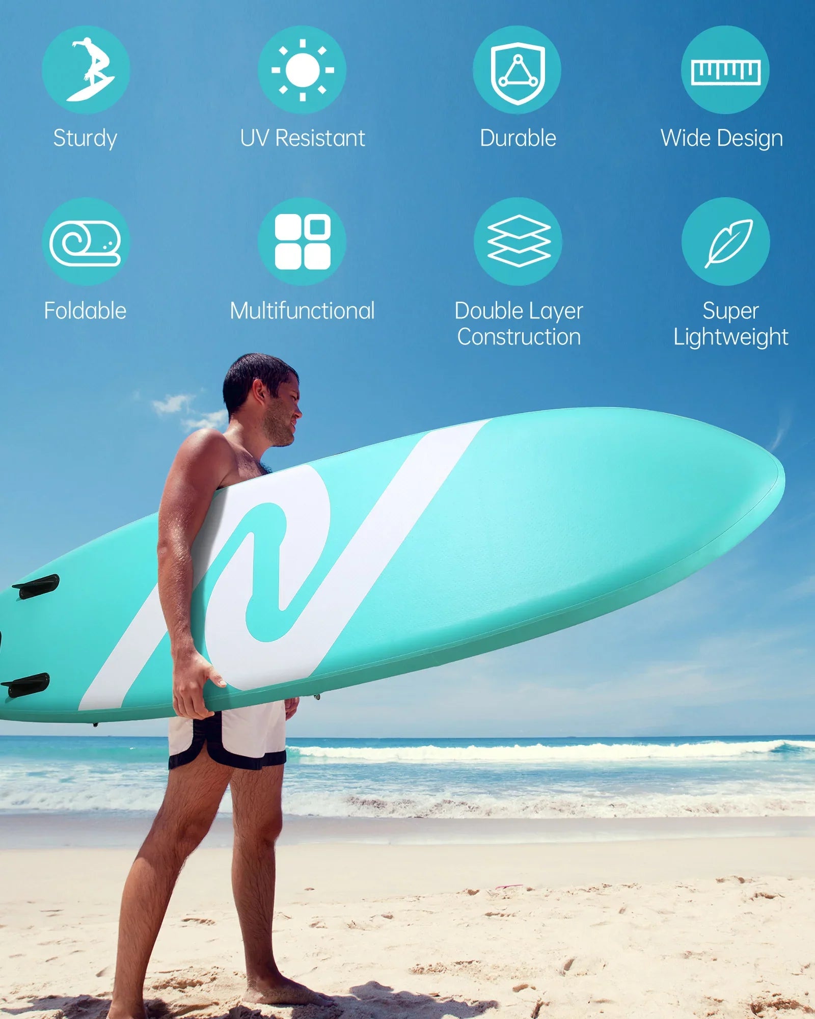 Inflatable Paddle Board Stand Up Paddle Board SUP Board with 120"x30"x6" for Youth & Adults Summer