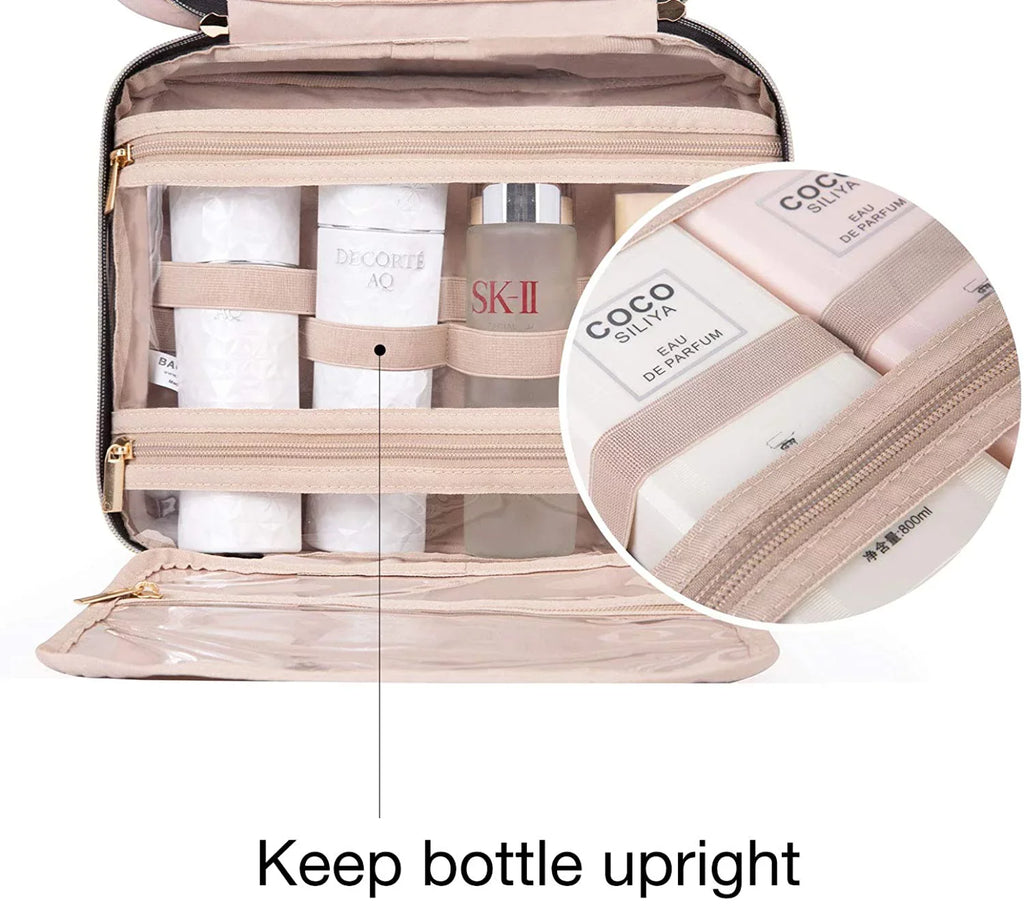 Toiletry Bag Travel Bag with Hanging Hook, Impervious Makeup Cosmetic Bag Travel Organizer for Accessories, Shampoo, Full Sized Container, Toiletries