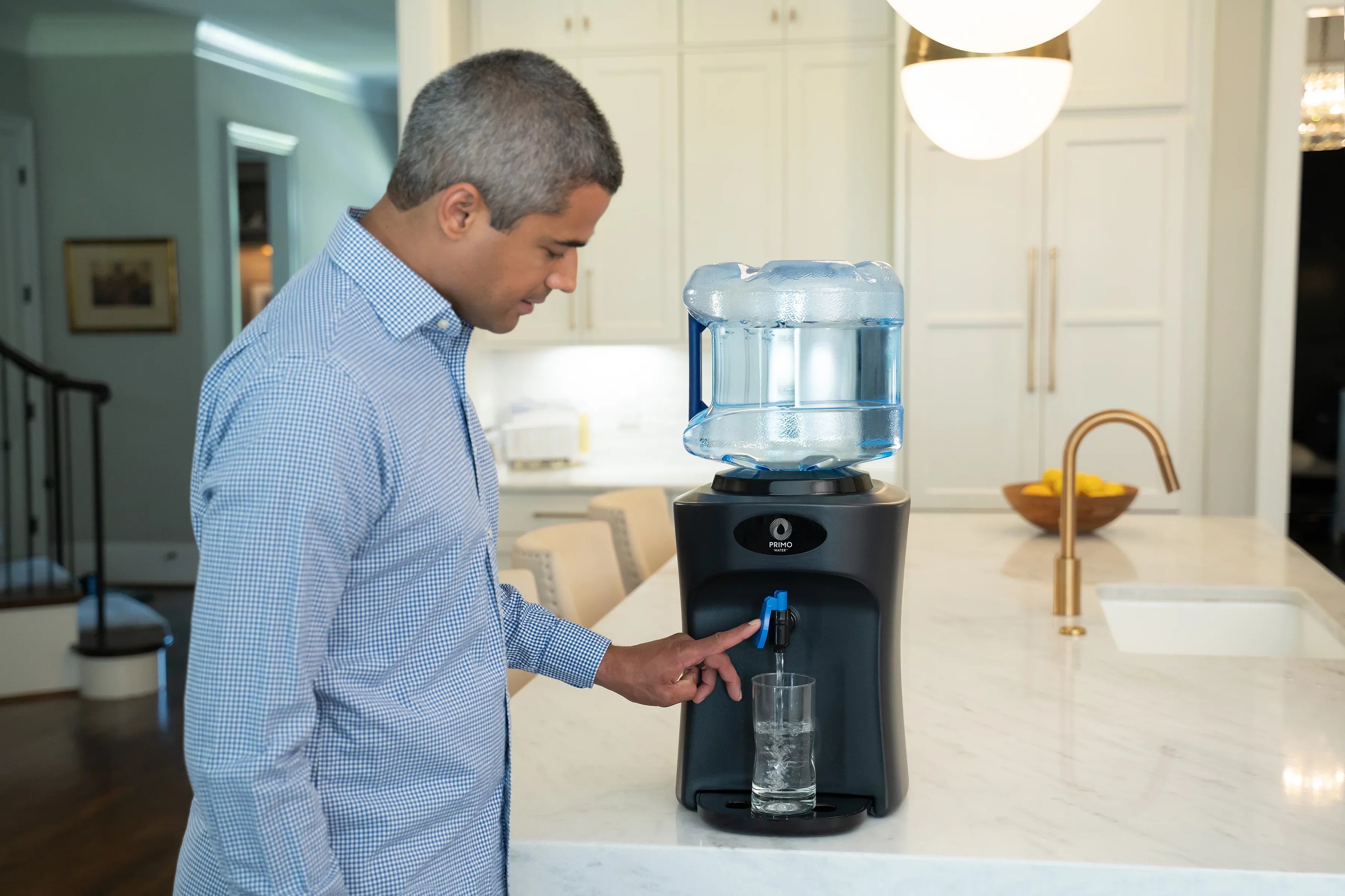 Primo Countertop Water Dispenser Top Loading, Room Temperature, Black, 3 or 5 Gallon