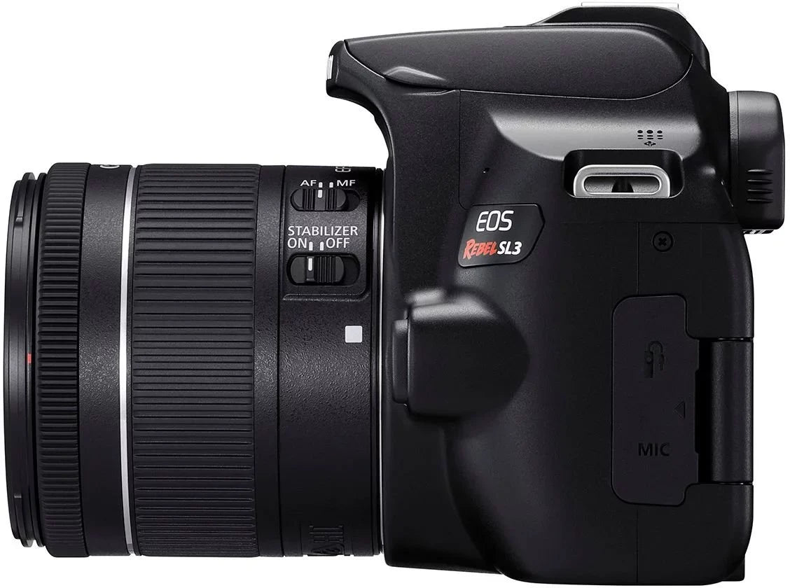 Canon EOS Rebel SL3 DSLR with EF-S 18-55mm STM Lens, 32GB Memory, Case, Flash, and Accessory Bundle