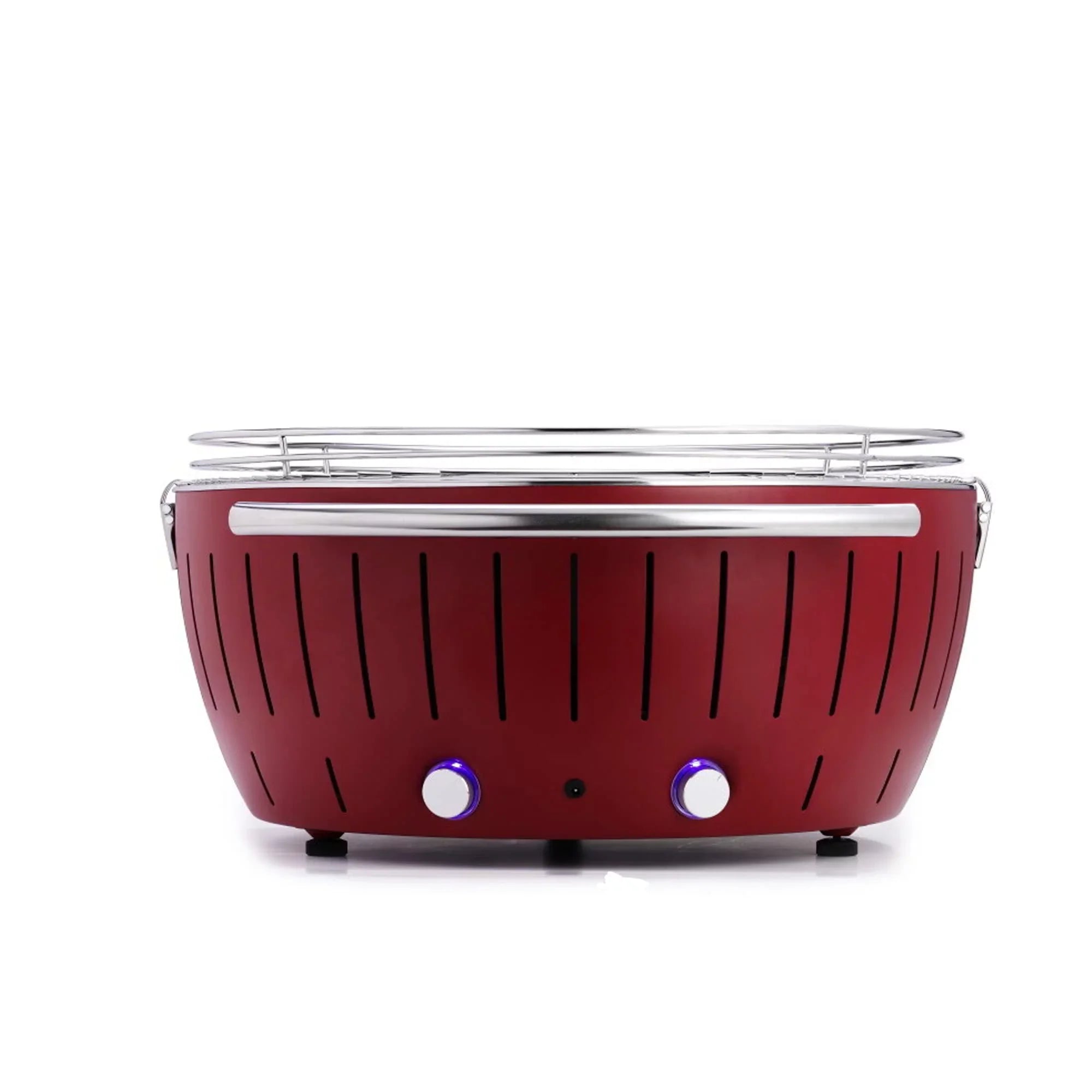 LotusGrill Smokeless Barbecue for Outdoor Dining with Glass Lid Wrap and Stand - Red