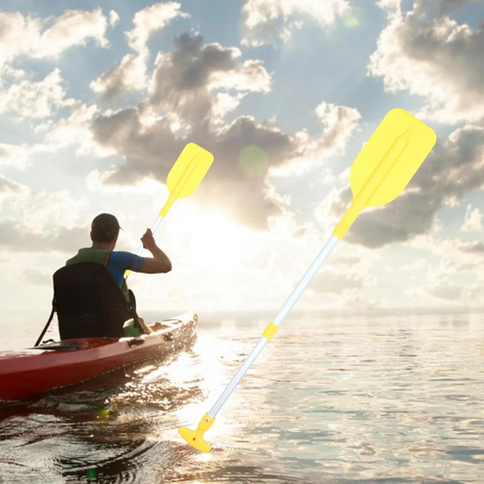 BAOSITY Canoeing Paddle Flexible Long-lasting Beginners Float Craft Paddle Watercraft Oars for Canoe Outdoor Activities Sports Kayaking Yellow