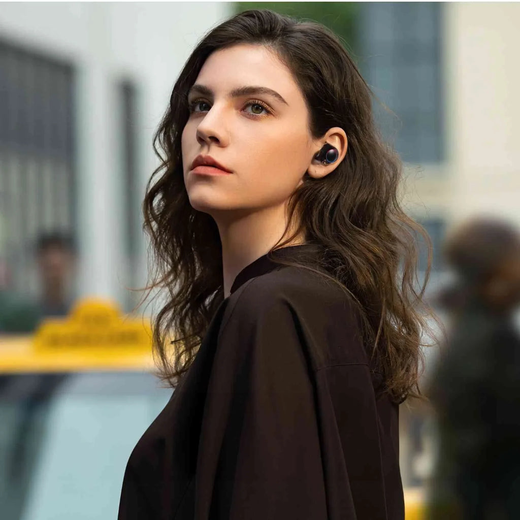 UrbanX True Wireless Bluetooth Earbuds + Charging Case, Black, Dual Connect, IPX5 Water Resistance, Bluetooth 5.2 Connection, Balanced, Bass Boost Matching with Lenovo Tab P11 Gen 2