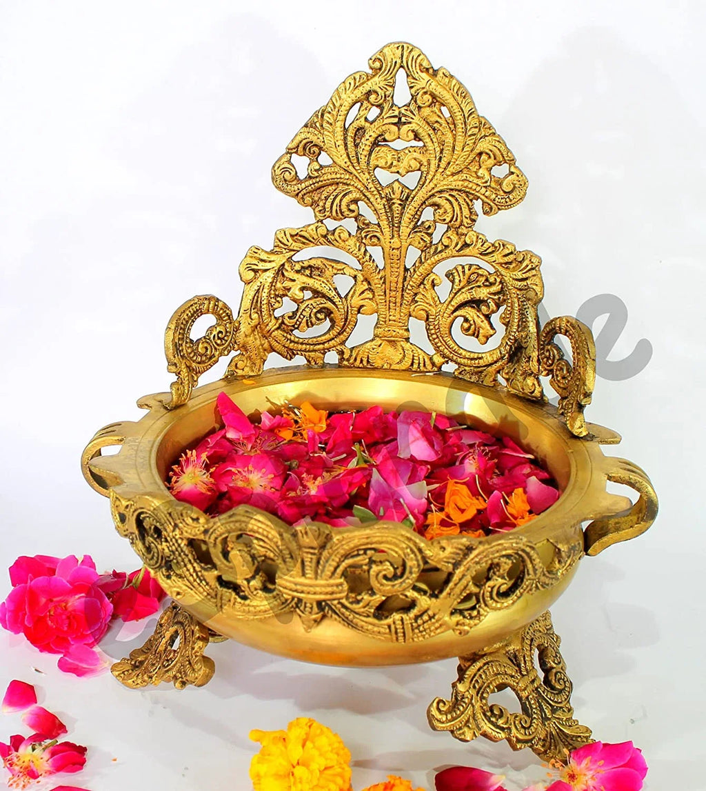 eSplanade - Ethnic Decorative Urli - Traditional Bowl Showpiece | Decorative Items - Home Decor | Brass - 10.5" Inches