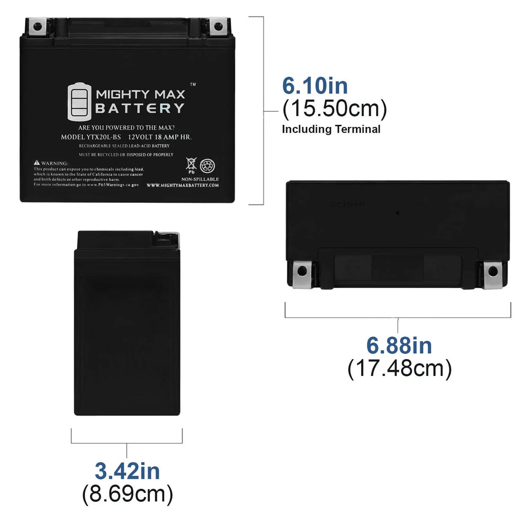 YTX20L-BS Battery Replaces Kawasaki Jet Ski JS800 SX-R Jet Ski 14