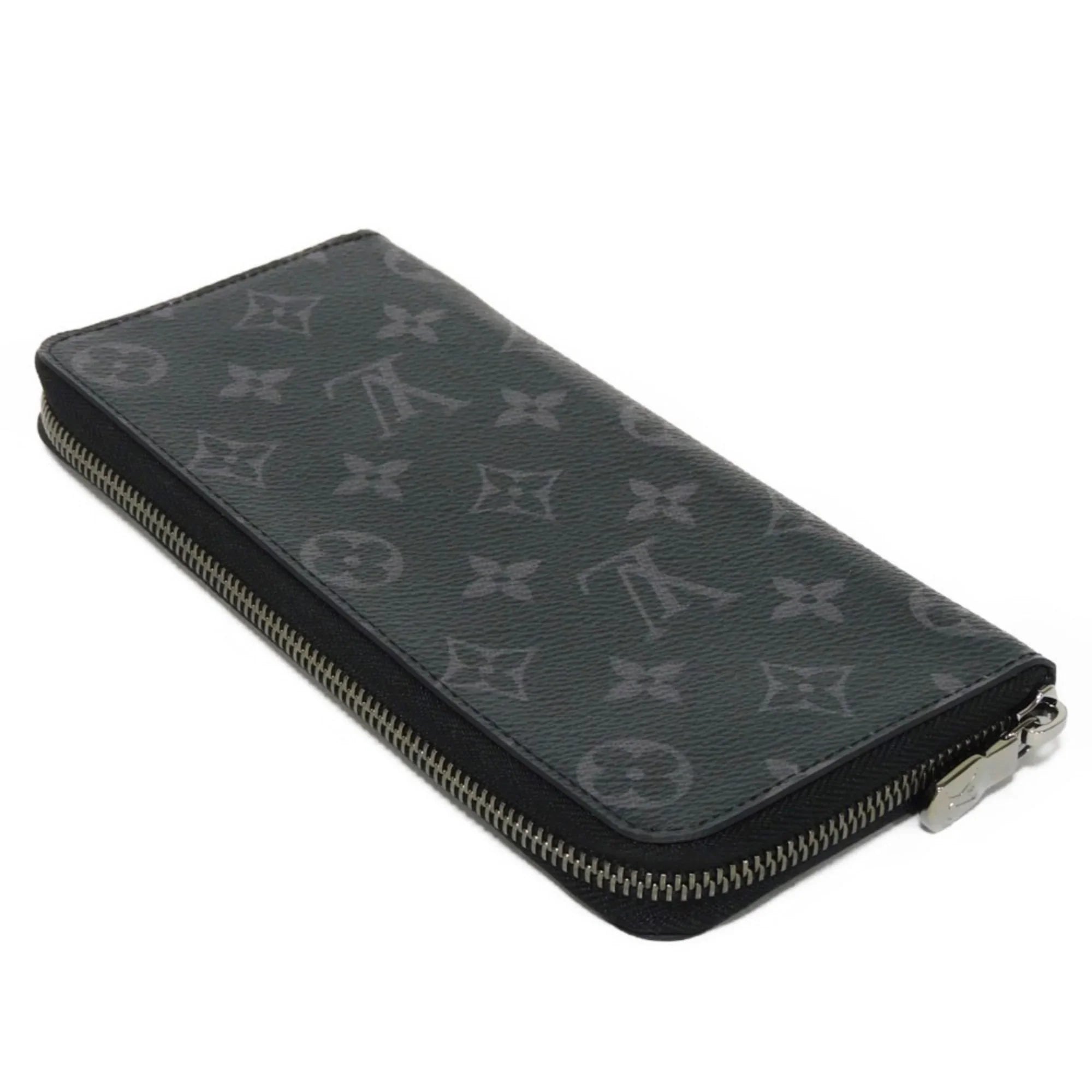 Pre-Owned LOUIS VUITTON Long Wallet Zippy Vertical LV Logo Round Zipper Monogram Eclipse Noir M62295 Men's Billfold (Good)