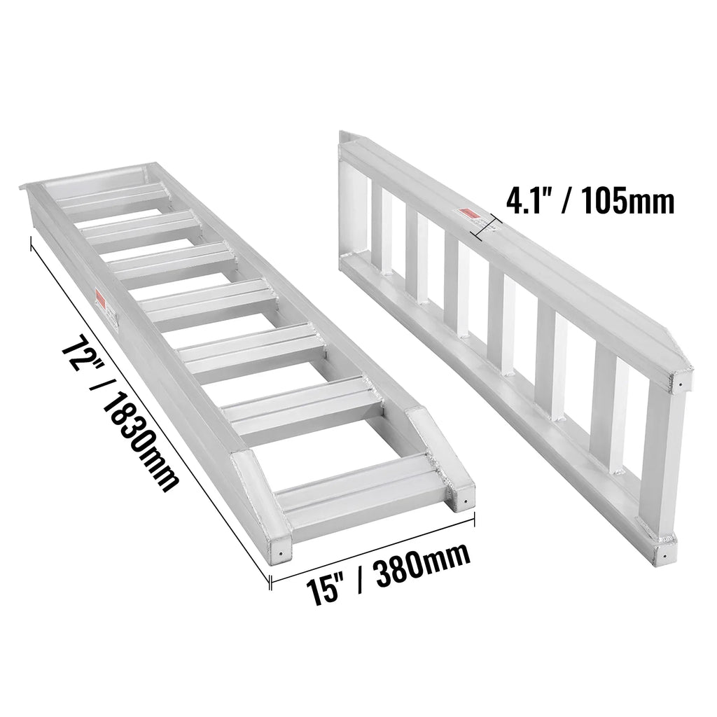BENTISM Aluminum Truck Loading Ramps 8810 lb/4 Ton 72" x 15" Strong Flat Ends Non-slip Portable Truck Ramps for Tractors ATVs UTVs Motorcycles Vehicle