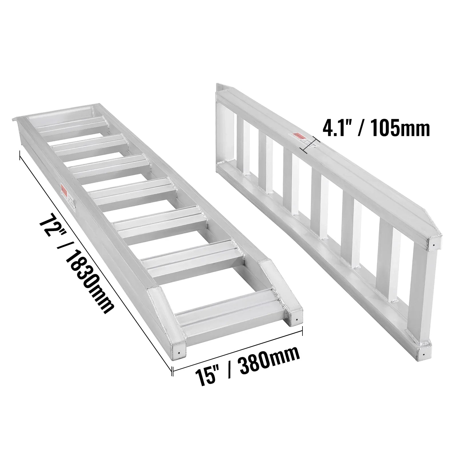 BENTISM Aluminum Truck Loading Ramps 8810 lb/4 Ton 72" x 15" Strong Flat Ends Non-slip Portable Truck Ramps for Tractors ATVs UTVs Motorcycles Vehicle