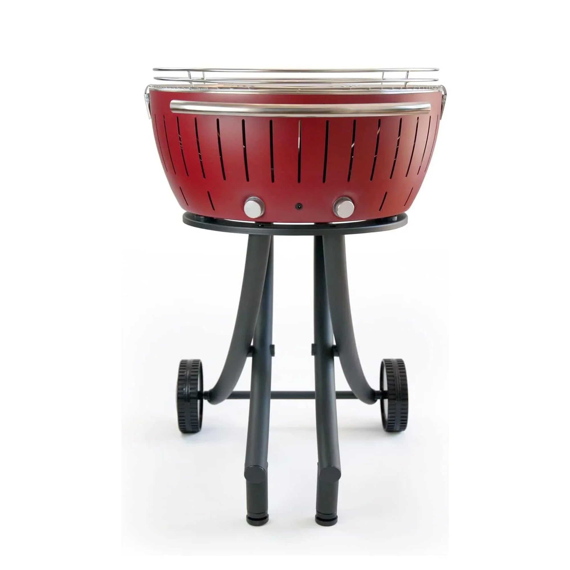 LotusGrill Smokeless Barbecue for Outdoor Dining with Glass Lid Wrap and Stand - Red