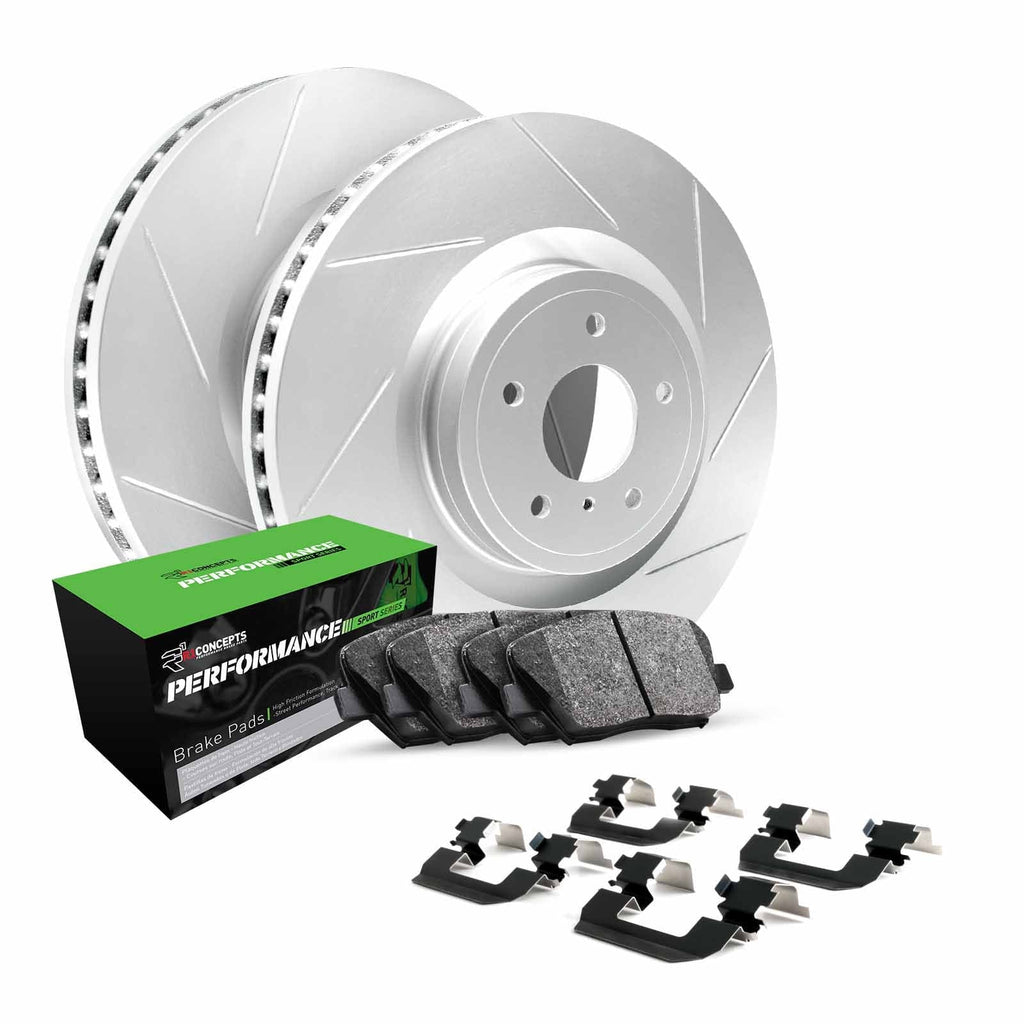 R1 Concepts Front Brakes and Rotors Kit |Front Brake Pads| Brake Rotors and Pads| Performance Sport Brake Pads and Rotors| Hardware Kit|fits 2007-2015 INFINITI G35, G37, Q60