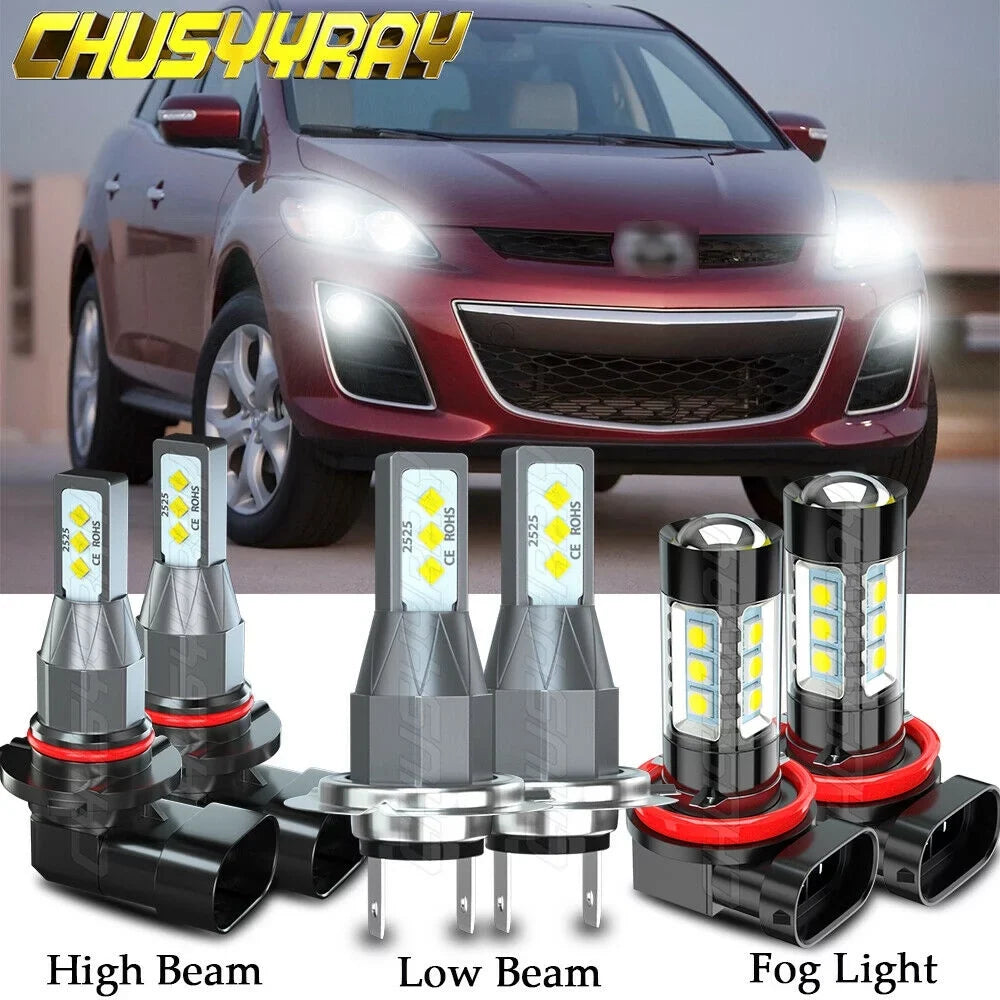 For Mazda CX-7 2007-2009 2010 2011 LED High / Low Headlight + Fog Light Bulb Kit