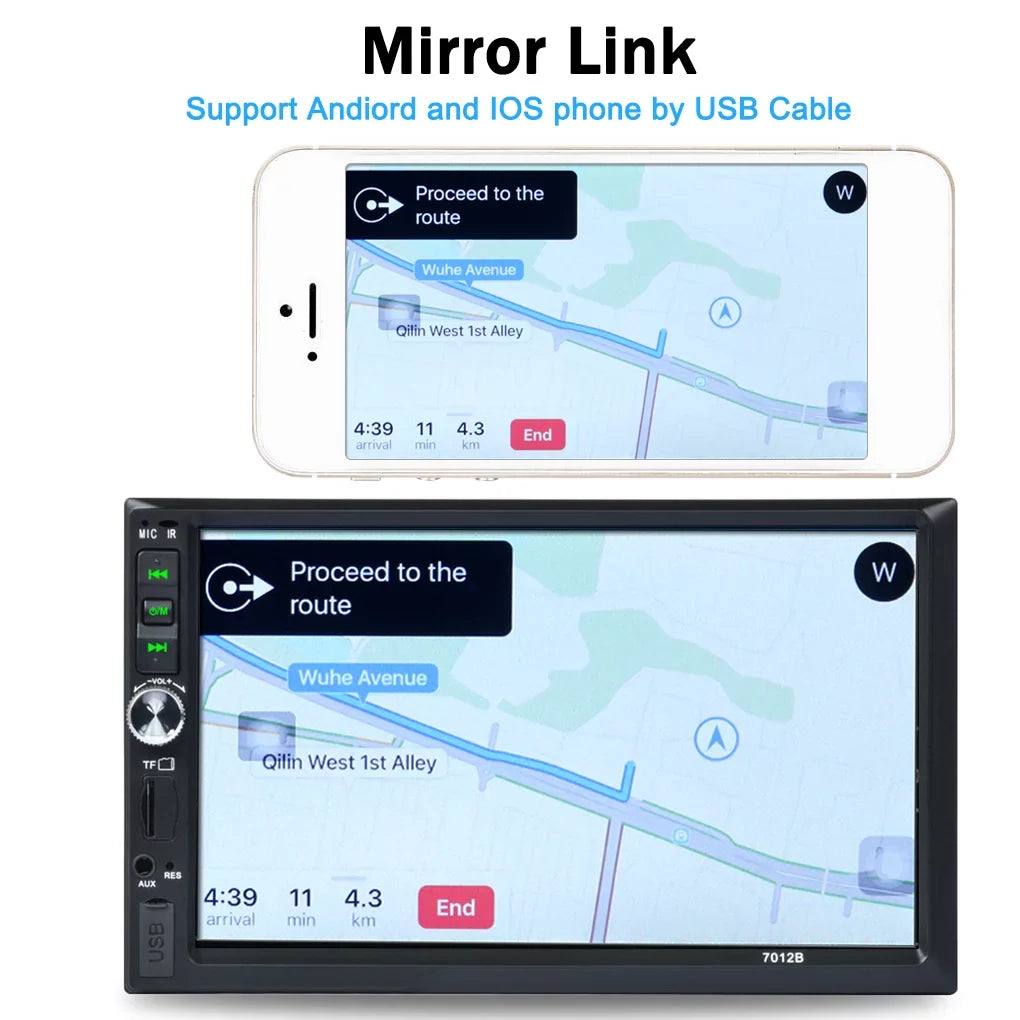 7" Double Din Car Stereo Bluetooth HD Touch Screen Car Radio with Reverse Camera And Mirror Link(Both Support Android and ios System)