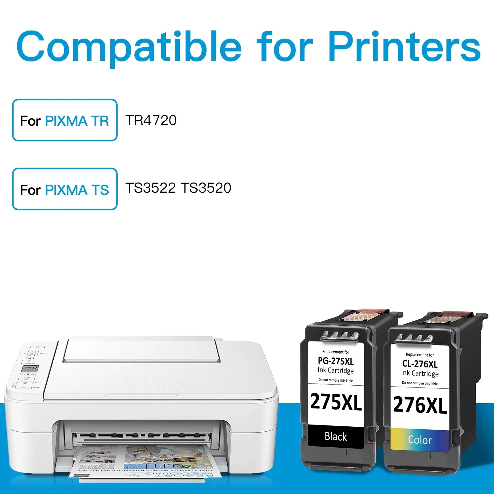 PG 275XL CL-276 XL Ink Cartridge Replacement for Canon 275 XL 276 XL 275 276 Black and Color