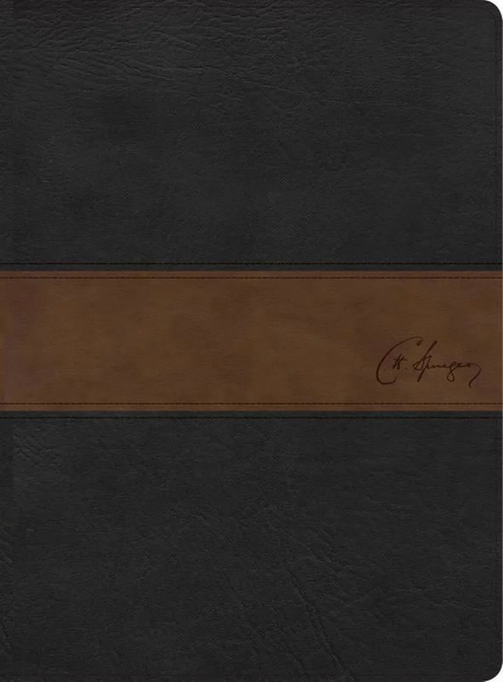 RVR 1960 Biblia de estudio Spurgeon, negro/marrón símil piel Wrap