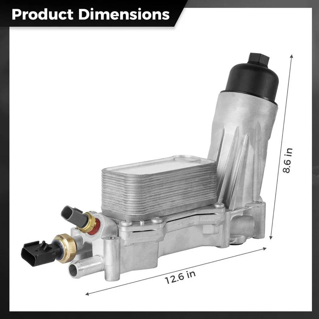 926-959 Engine Oil Filter Housing with Oil Cooler Sensors and Gaskets, Upgraded Vehicle Assembly Aluminum Kit Matching with 11- 16 Jeep Dodge Chrysler, 68105583AF 68105583AE