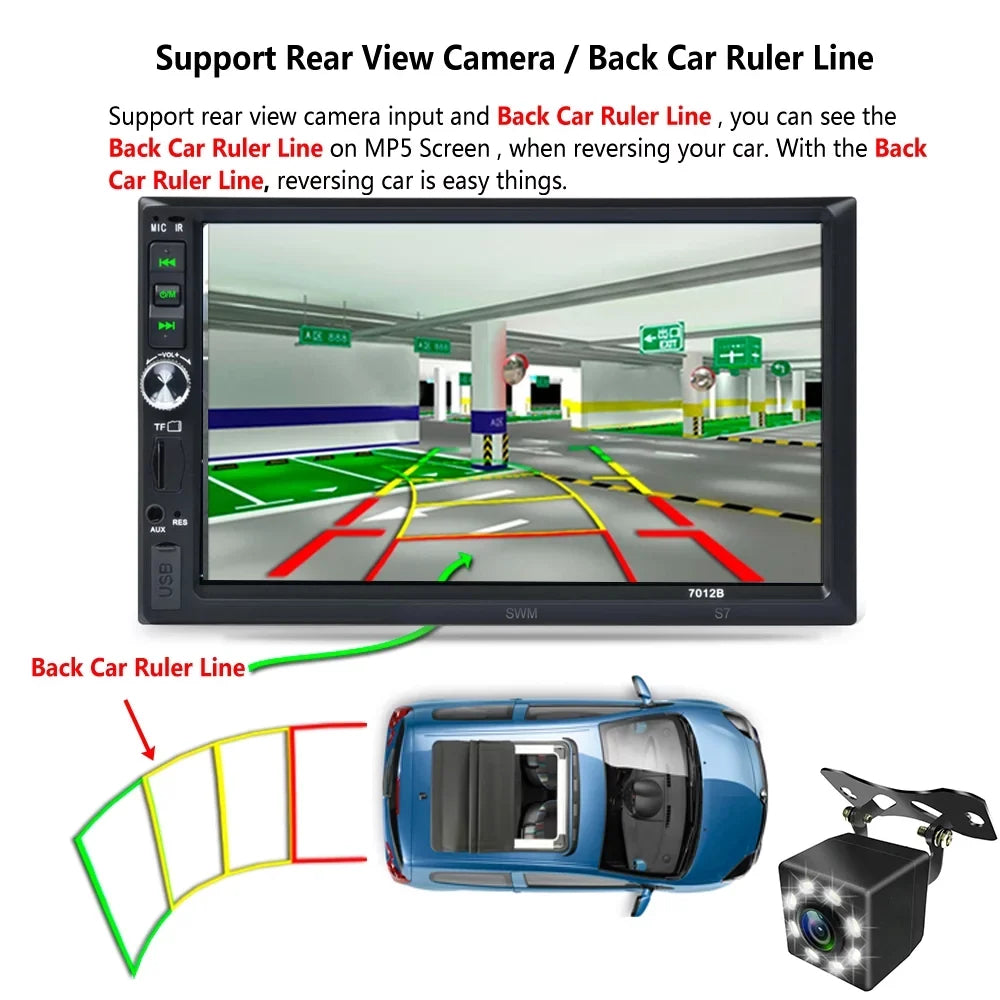 7" Double Din Car Stereo Bluetooth HD Touch Screen Car Radio with Reverse Camera And Mirror Link(Both Support Android and ios System)