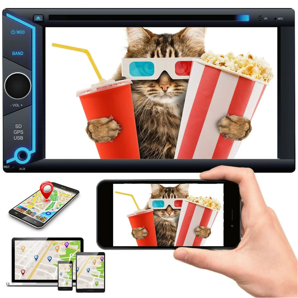 200W 6.2" Touch Screen Mirror Link GPS For Android & IOS +Rear View Camera XV20C Bundle