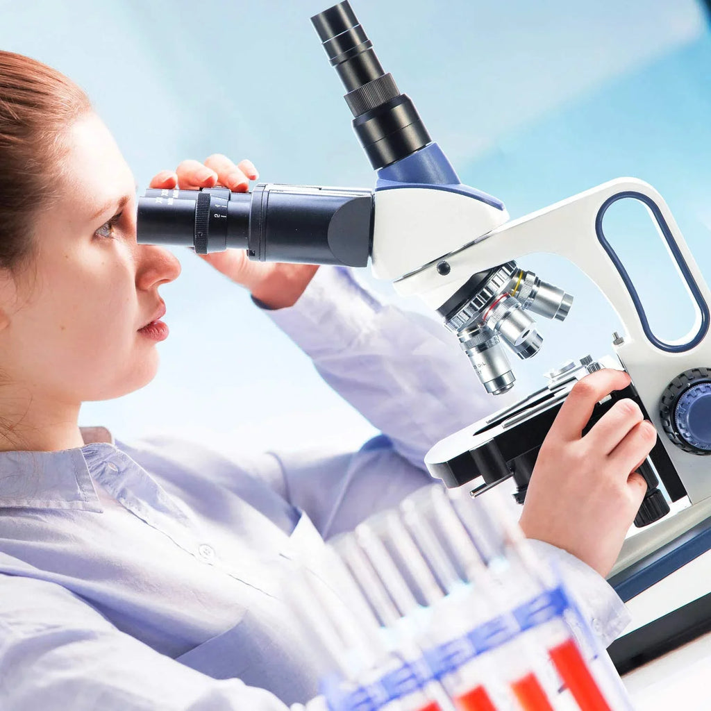 SWIFT Trinocular Compound Microscope SW350T, Magnification,Siedentopf Head,Research-Grade,Two-Layer Mechanical Stage,1.3mp Camera and Software Windows and Mac Matching