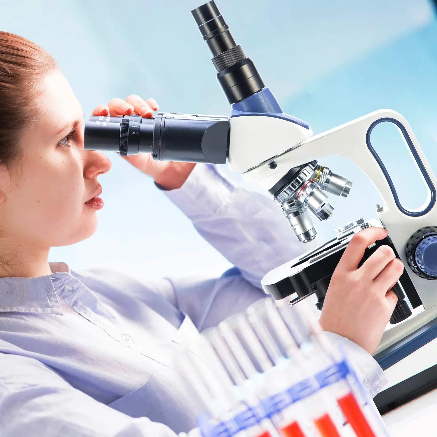 SWIFT Trinocular Compound Microscope SW350T, Magnification,Siedentopf Head,Research-Grade,Two-Layer Mechanical Stage,1.3mp Camera and Software Windows and Mac Matching