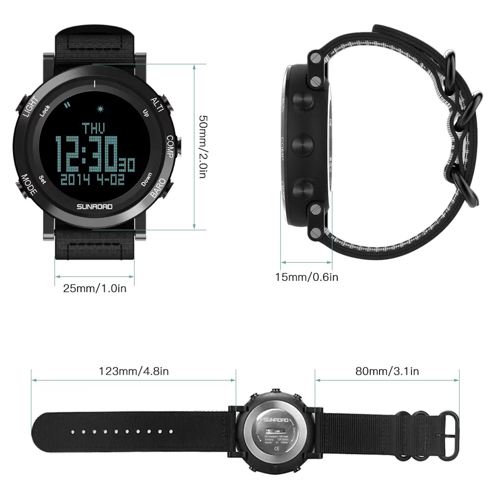 Barometer Altimeter Compass Environment Forecast Men Watch 50meters Impervious Multifunctional Outdoor Sports Watch for Mountaineering Running Trekking Camping