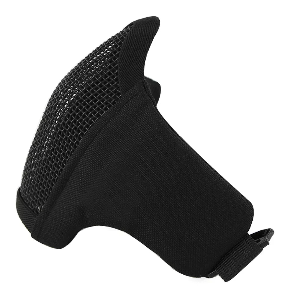 Wosport Paintball Foldable Half Face Lower Unisex Mask Comfortable Adjustable Protective Prop Black