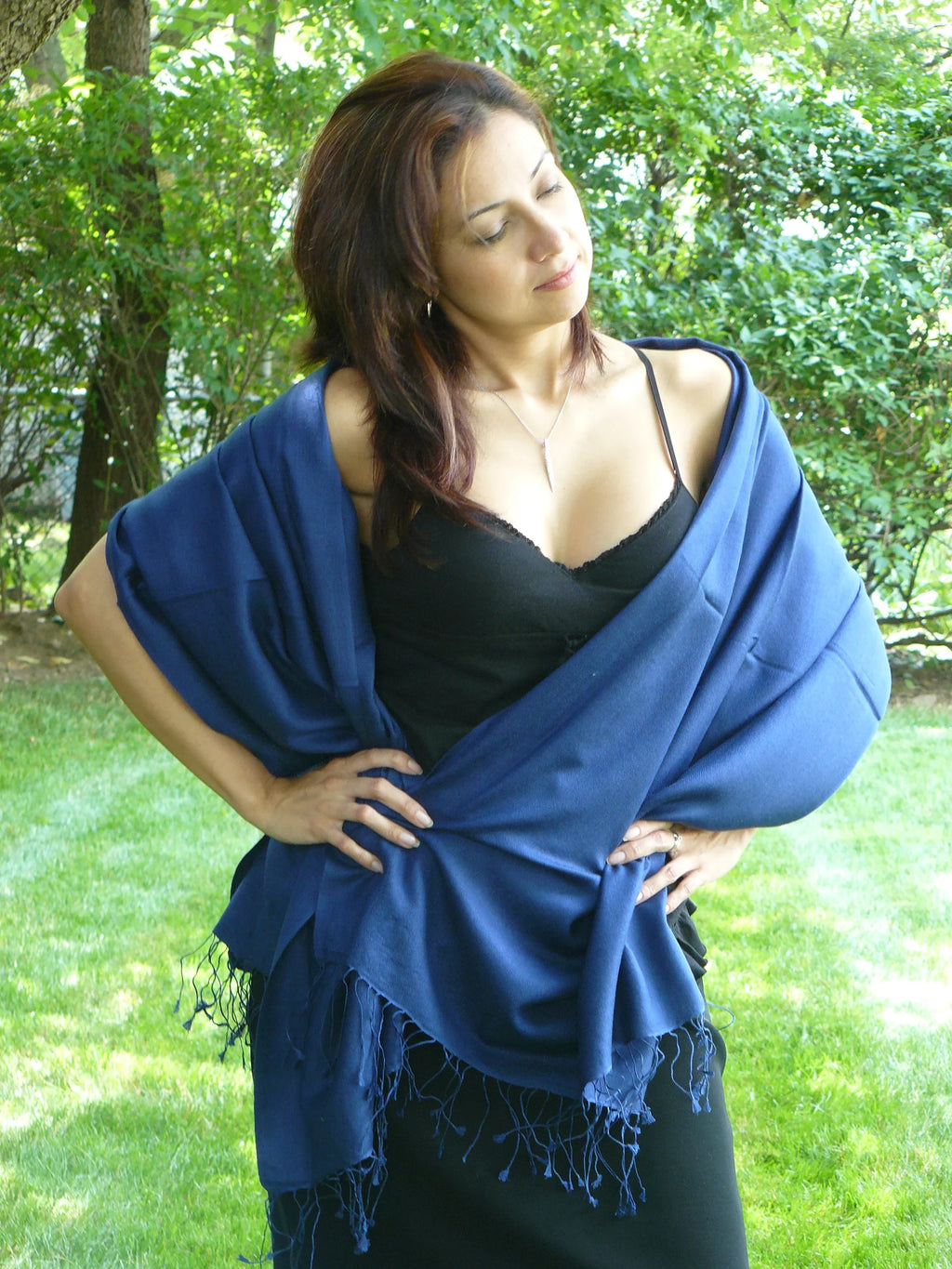 Scarf/Scarves/Shawl/Shawls/Stole/Wrap/Pashmina Scarf/Pashmina Shawl/Cashmere/Cashmere Scarf/Wool/Silk (Inky Navy)