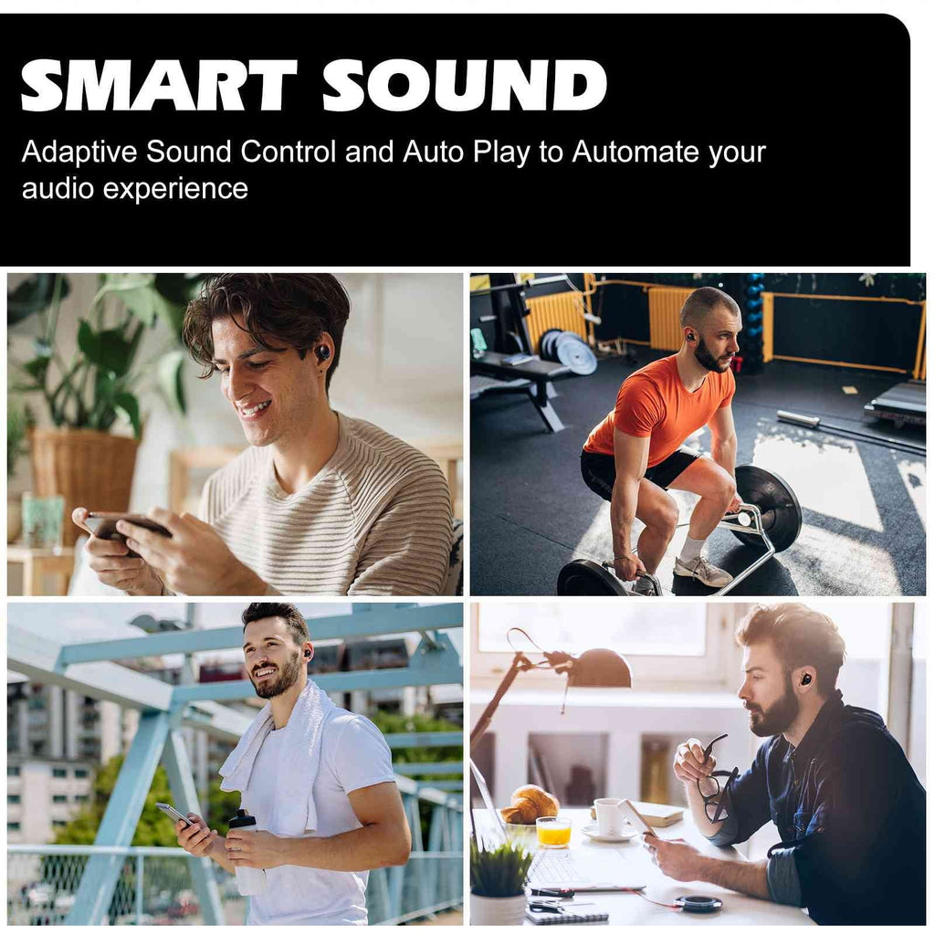 UrbanX True Wireless Bluetooth Earbuds + Charging Case, Black, Dual Connect, IPX5 Water Resistance, Bluetooth 5.2 Connection, Balanced, Bass Boost Matching with Lenovo Tab M8 (HD)
